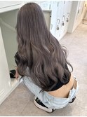 韓国ヘア顔周りレイヤーミルクティーベージュ暗めグレージュ