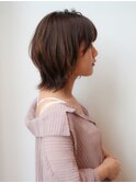 暗めカラーラベンダーアッシュグレージュショートウルフレイヤー