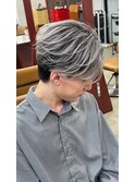 ホワイトシルバーアッシュバレイヤージュツーブロセンターパート