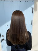 ナチュラルストレート艶カラー大人ロングマロンベージュ