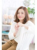 こなれ女子ルーズヘア…暖色系カラーくせ毛風ふわミディ