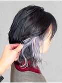 ウェーブボブ×シルバーインナーカラー