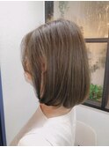 コスメストレート/切りっぱなし肩上ボブ/かき上げヘア【knit秦】
