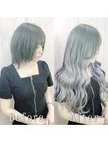 あるじゃんすー 天神店 シルクホワイトxネイビーメッシュ#シールエクステ#小顔ヘア#天神