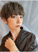 ハイライトカーキグレージュ×マッシュショート【本多身和子】