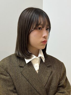 ラフ 新宿(Laff) 新宿セミディ顔周りレイヤー/艶髪/髪質改善/オリーブカラー