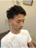 【ビジネスマンカジュアル】ローフェードピンパーマショート