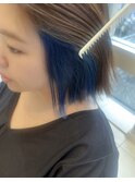 インナーカラー　ボブ　ブルー系　【銀座】福田