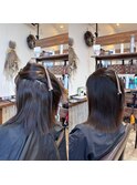 ツヤ髪セミディ切りっぱなし＊髪質改善縮毛矯正＊20代30代