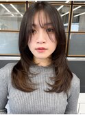 セミロングレイヤー韓国風レイヤーウルフカットワンカール