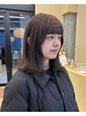 切りっぱなしボブマロンブラウンラベンダーミルクティ