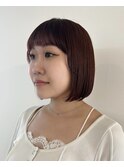 ボブ　ミルクティーベージュ　艶髪　髪質改善カラー　ショート