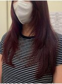 レイヤーカット×ワインレッド