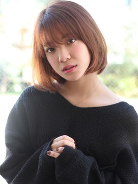 ヴィヴィ(VIVIE) アプリコットオレンジブラウンハイライト切りっぱなしボブ内巻き