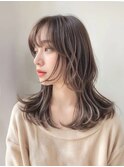 レイヤーカットアッシュグレージュハイライト岡山20代30代