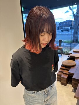 コルバース(COL BIRTH) エンドカラー オレンジブラウン×外ハネくびれボブ