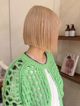 マッシュ 北堀江(MASHU) ブロンド　ボブ　ブリーチ　ミルクティー　ダブルカラー