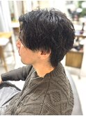 大人色気パーマメンズカット刈り上げツーブロ