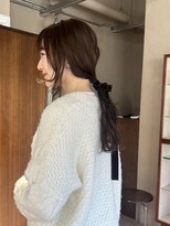 ギフト(GIFT)&nbsp;ゆるく ribbon hair arrange , long layer , こっくりbrown