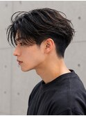 ツーブロック アップバング センターパート 韓国風 パーマ