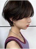 【渡辺】ショートグレージュカラーココアカラー黒髪