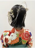 卒業式ヘア袴ヘアボブアレンジ水引きアレンジ金箔ヘア  K1019