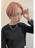 ジェンダーレス小顔ハンサムショート ピンクヘア
