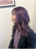 20代30代ウルフレイヤーカットハイライトパープル
