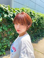 アンバー 池袋(amber)&nbsp;丸みショートボブ/ピンクオレンジ/前髪カット[池袋駅]