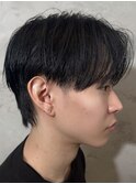 韓国シースルーマッシュカルマパーマダウンパーマ黒髪マッシュ