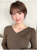 みね似合わせショートボブ30代40代50代前下がり小顔新宿丸顔面長