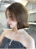韓国ヘアグレージュカラーブリーチ無し髪質改善イヤリングカラー