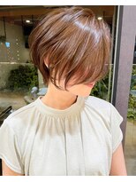 30代、40代/丸みくびれショートボブ×白髪染めハイライト/大宮