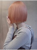 【表参道】切りっぱなしボブ、ケアブリーチ、コーラルピンク