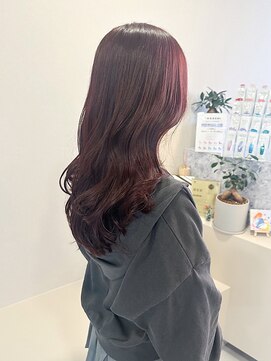 透明感ローズブラウン/レイヤーカット/ウェーブ