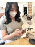 *外ハネミディアム オリーブグレー濃いめ 透明感 三宮美容室