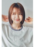 ナチュラルボブ 顔まわりレイヤー 透明感ベージュ10代20代30代