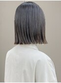 タッセルボブ切りっぱなしボブ栄グレージュブリーチなしカラーre