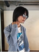 メンズボブウルフメンズミディアムレイヤーカットメンズウルフ
