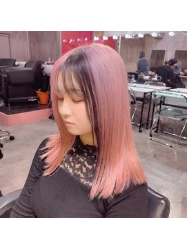 インク 渋谷(INK.) ペールピンク×黒メッシュカラー