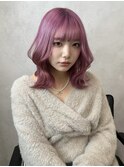 ピンク／ピンクバイオレット／レイヤー／レイヤーボブ　M