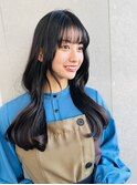 黒髪グレーベージュレイヤーロング