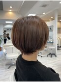 ショートボブ/ハッシュカット/フルバング/レッドブラウン　新籾