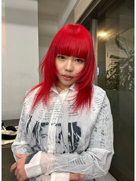レコ 渋谷(LECO) ネオンレッドシャギーウルフ