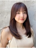 小顔 前髪 レイヤーカット ホワイトグレージュ"