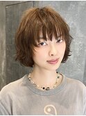 ウルフボブレイヤーハッシュカットパーマおしゃれ染め