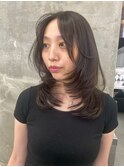 ハイライトカラーミルクティーベージュレイヤーカット