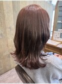 レイヤースタイル、髪質改善、ピンクカラー