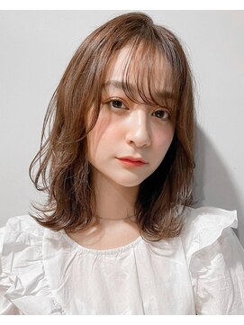 パザパ 花楯店 山形(pa za pa) 韓国風巻き髪ミディアムレイヤー/ミルクティーブラウン/20代30代