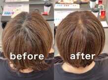《たかい》白髪ぼかしカラーで白髪を活かして、若々しい上品な印象へ［ショート/ショートボブ/白髪ぼかし］